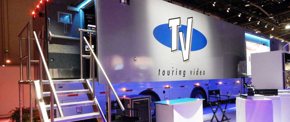 TouringTV truck on display at a trade show