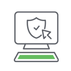 icon of a computer with a shield on the monitor