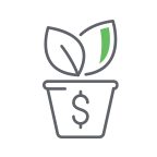 icon of a potted plant with a dollar sign on the side