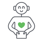 icon of a robot with a heart on its chest